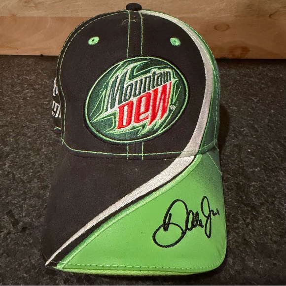 NASCAR Mountain Dew Amp Dale Earnhardt Jr 88 Mens Hat Adjustable Strap Back Cap - Picture 2 of 4